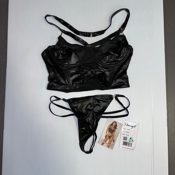 Dreamgirl Lingerie Women’s 2 Piece Set Small Black NEW TAGS NOT ATTACHED NWOT - Picture 5 of 10